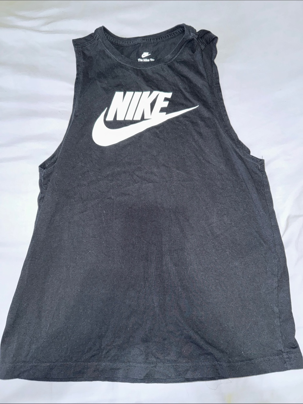Nike Black Kids Sleeveless Tank with White Swoosh Logo